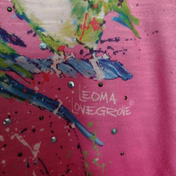 Leoma Lovegrove Women's Small Petite Birds Colorful Wearable Art Top - Picture 4 of 5